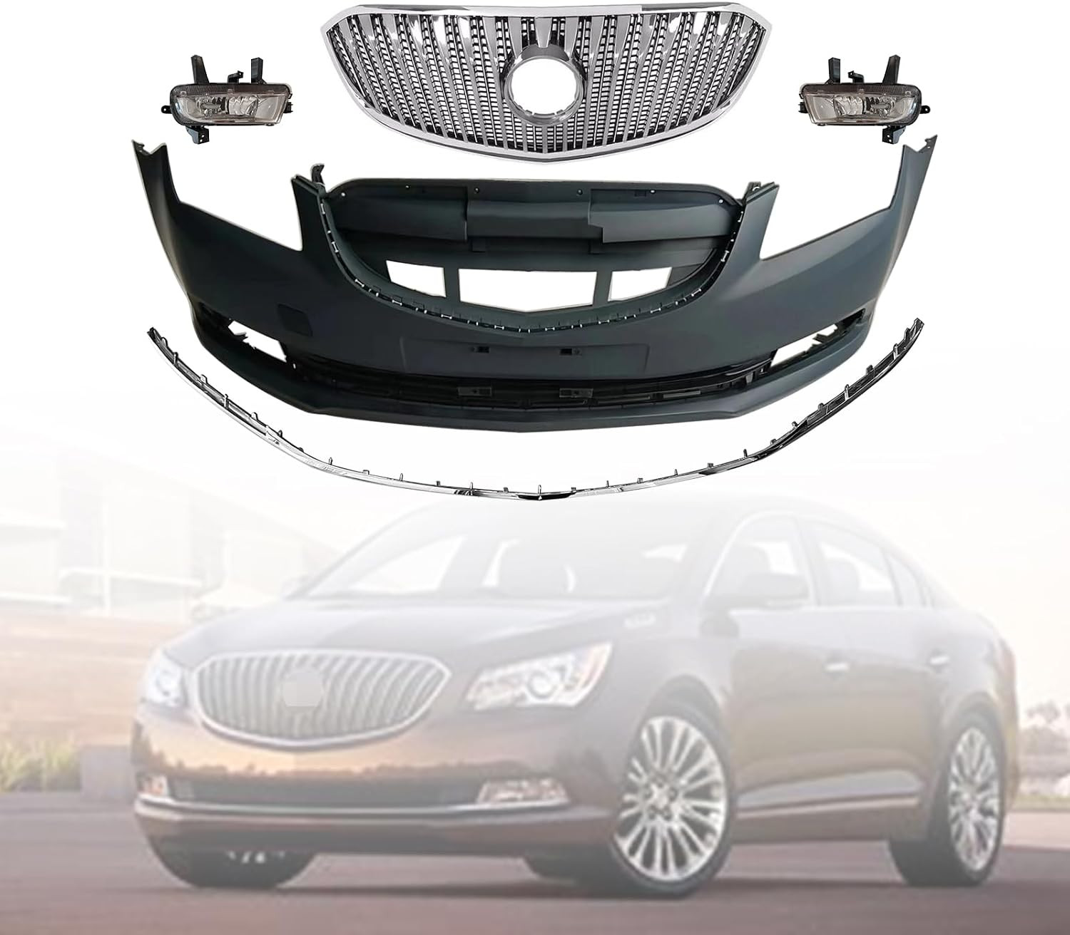 Complete Front Bumper Set Compatible with 2014 2015 2016 B-Uick Lacrosse
