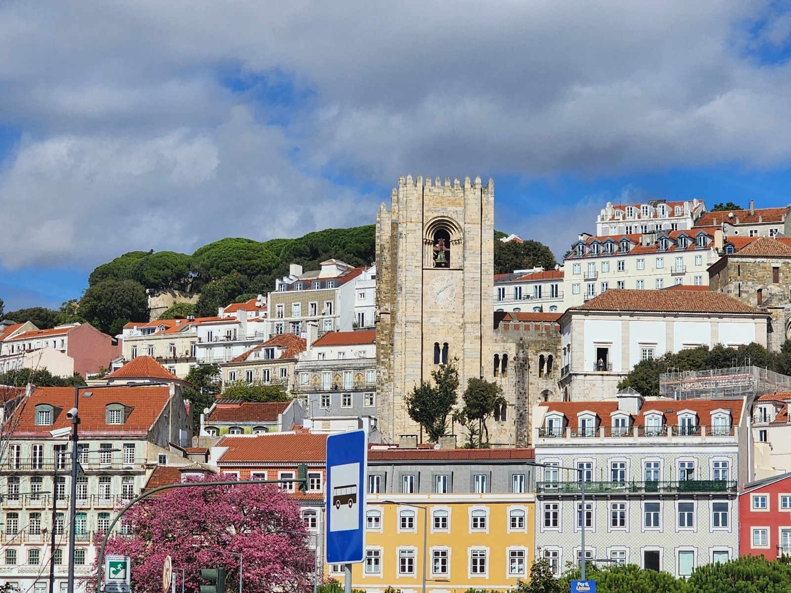 Color Cityscape Architecture Photograph – Church Clock Tower, Landscape