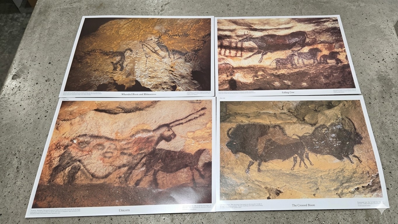 Set of 12 Lascaux Cave Art Photo Prints 1996 Crystal Productions France