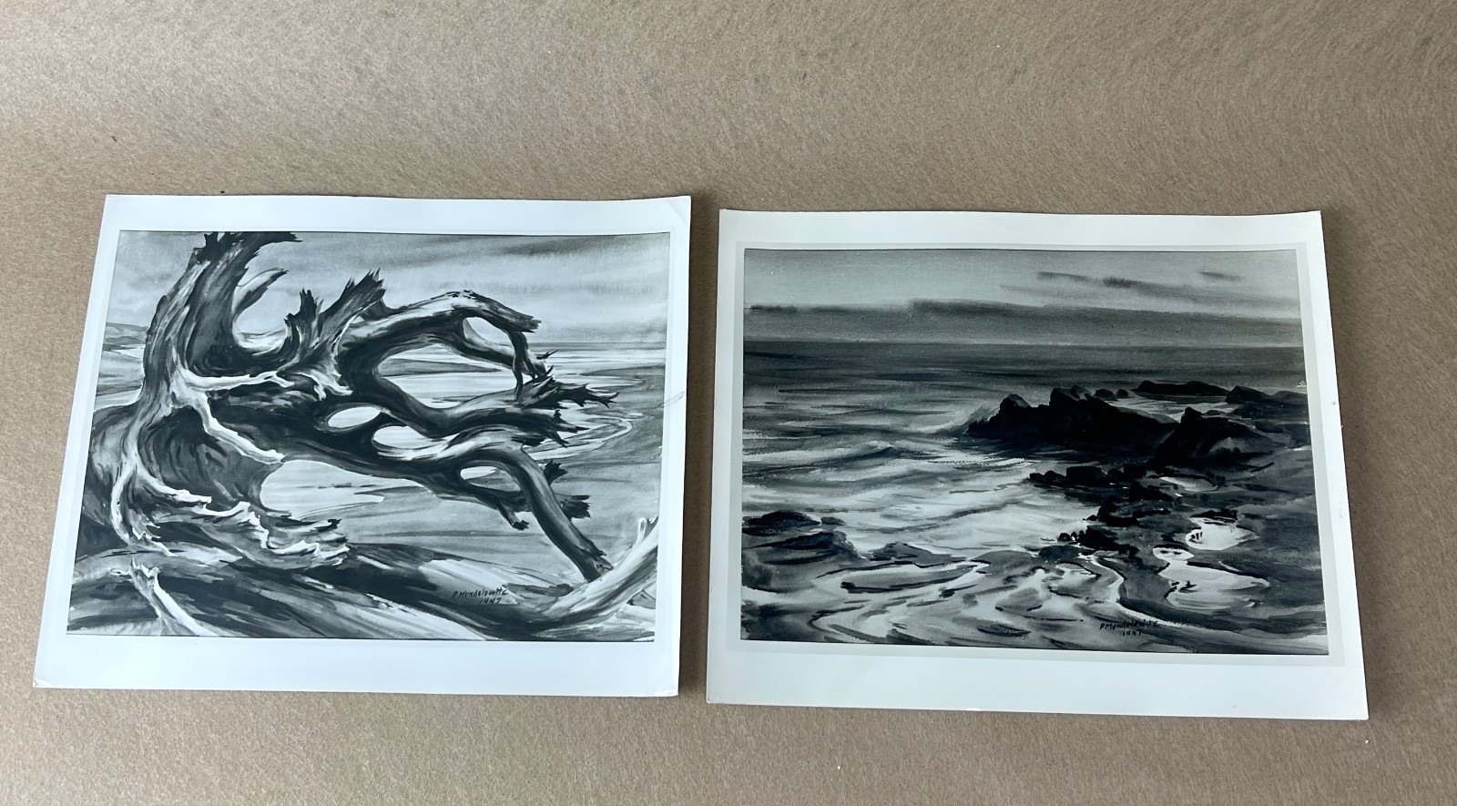 Vintage Art Photo Lot (2) Daniel M. Mendelowitz Paintings Crandall Palo Alto