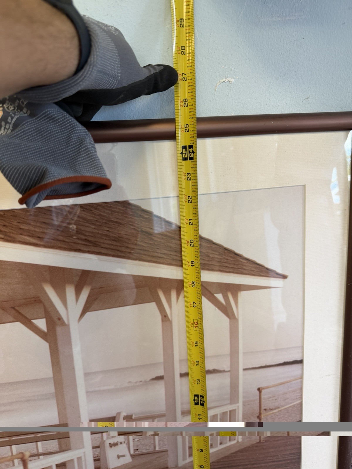 Sepia Seaside Pier Pavilion Photograph Matted & Framed Landscape Wall Art 30×26
