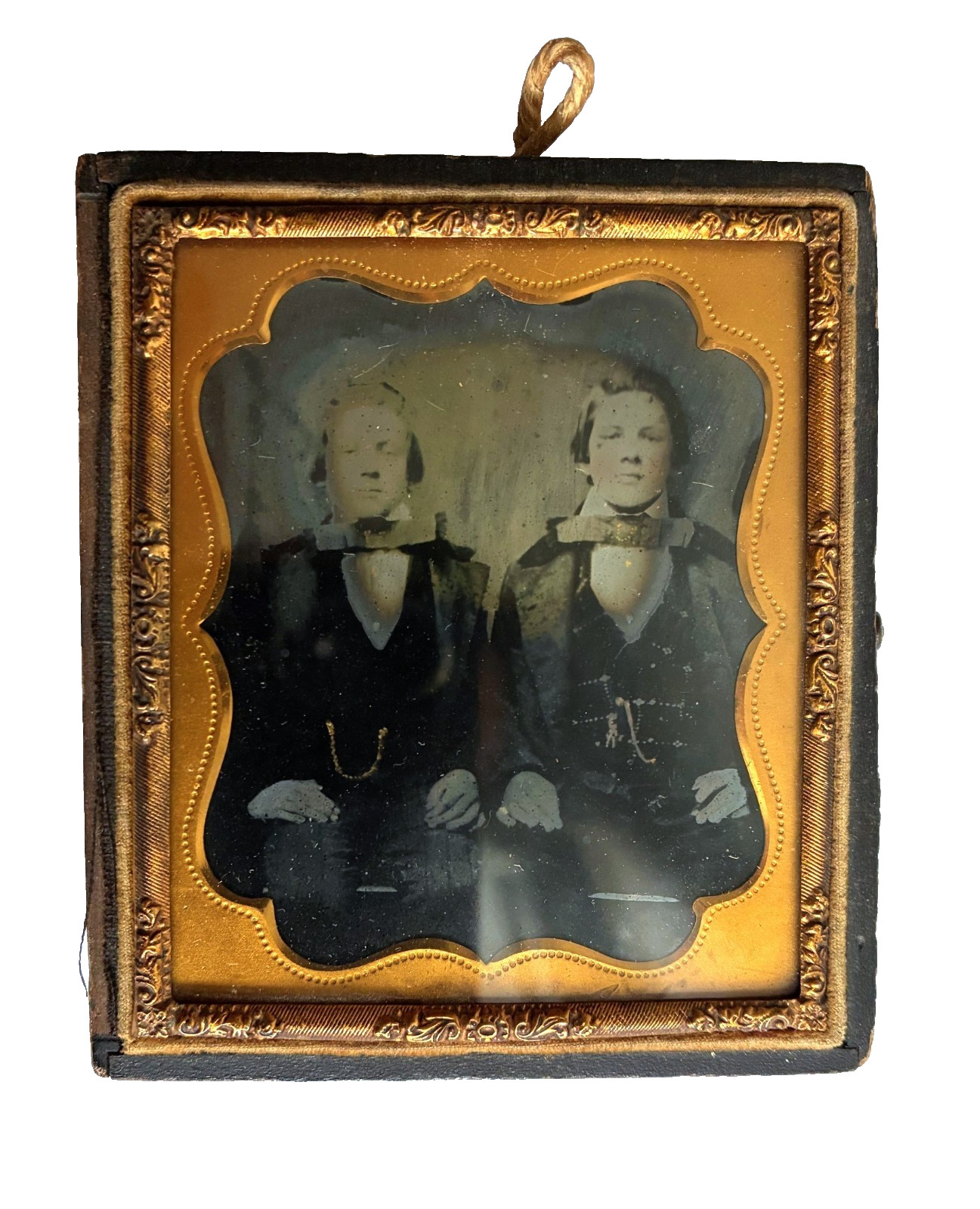 Daguerreotype 1/6 Plaque Um 1860, Portrait Two Young Men in Costume Photo