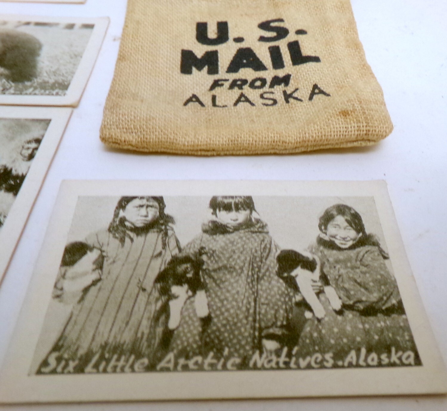 RARE Antique ALASKA Miniature Photos Eskimo Indian KETCHIKAN US MAIL Pouch