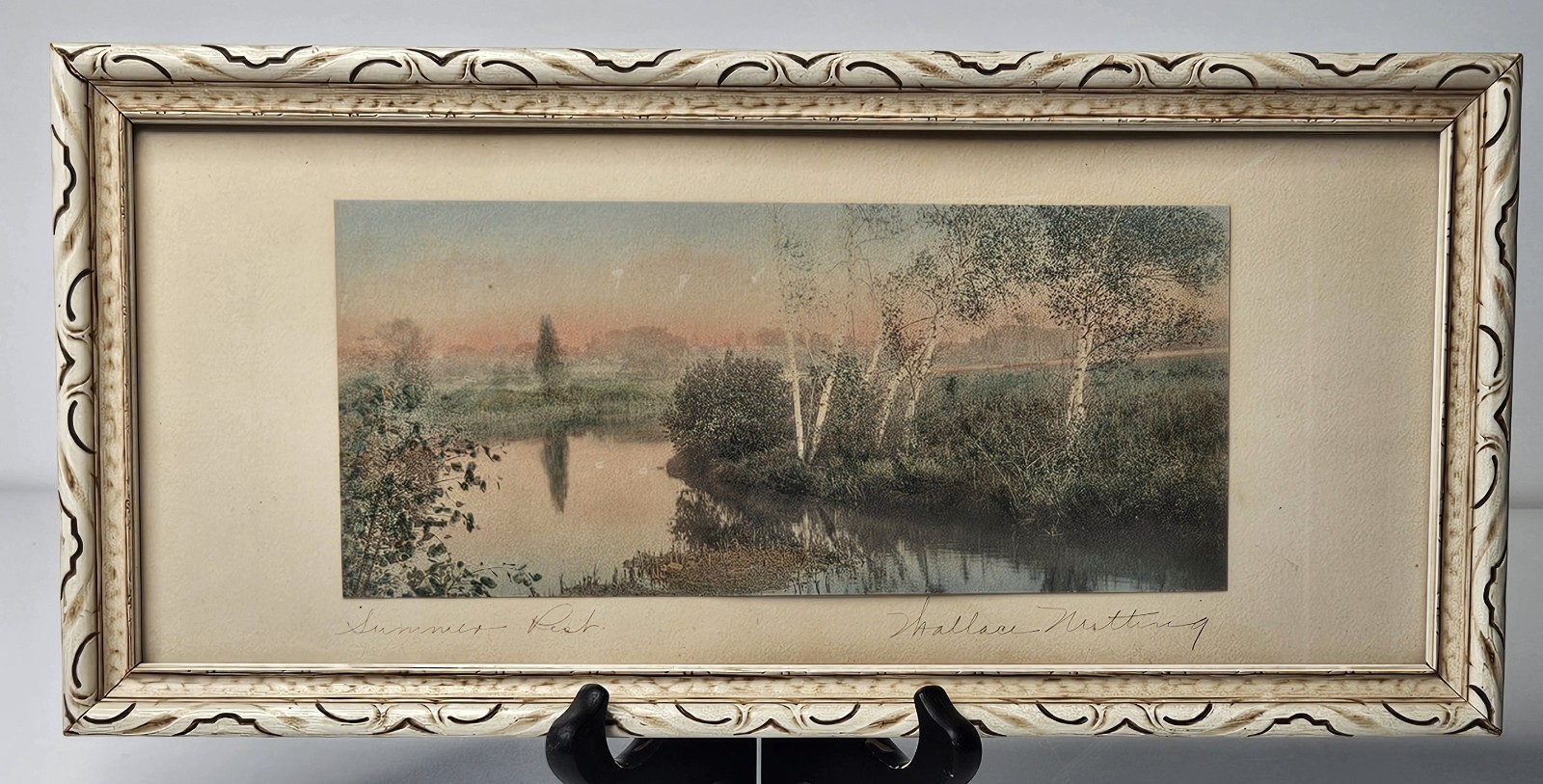 Antique 1920’s Framed Signed by Wallace Nutting “Summer Rest” Hand Tinted Photo
