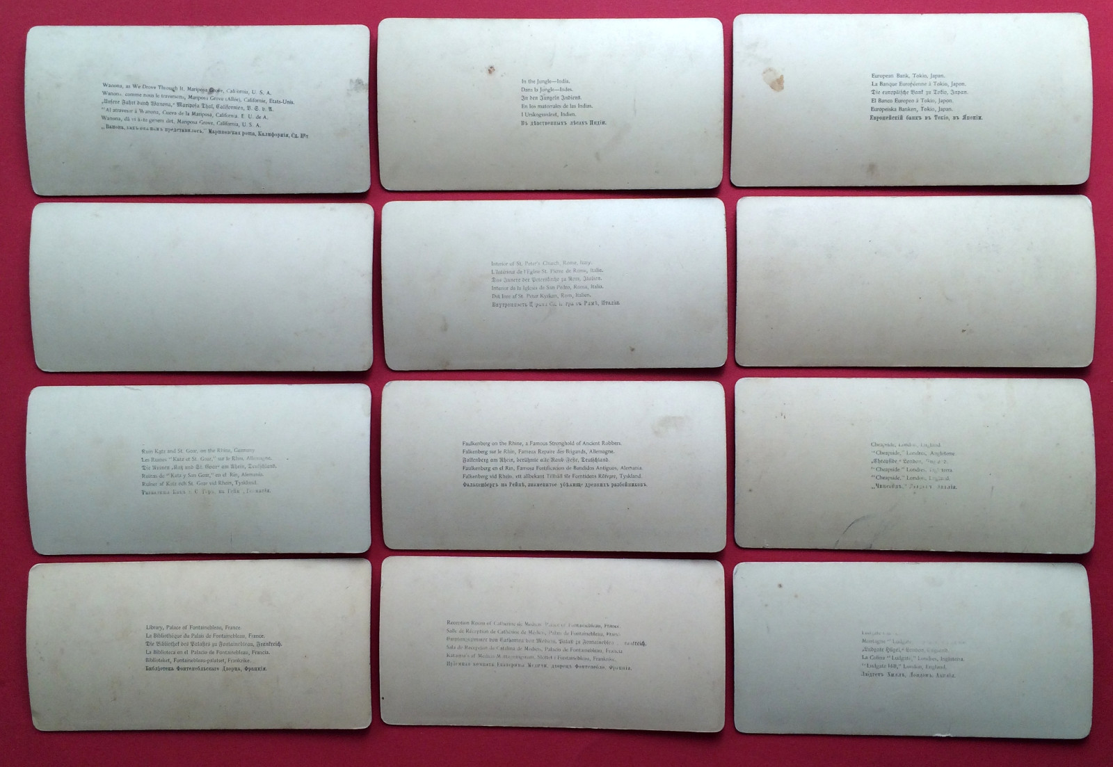 12 Vintage Stereo Photo Circa 1890 Various International Italy Japan England (F14853