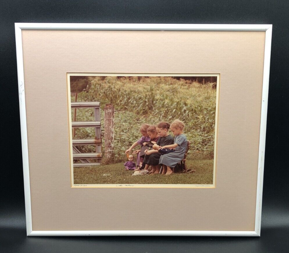 Bill Coleman Amish No 265 “Little Mothers” Framed Photograph Signed 9″ x 6.75″