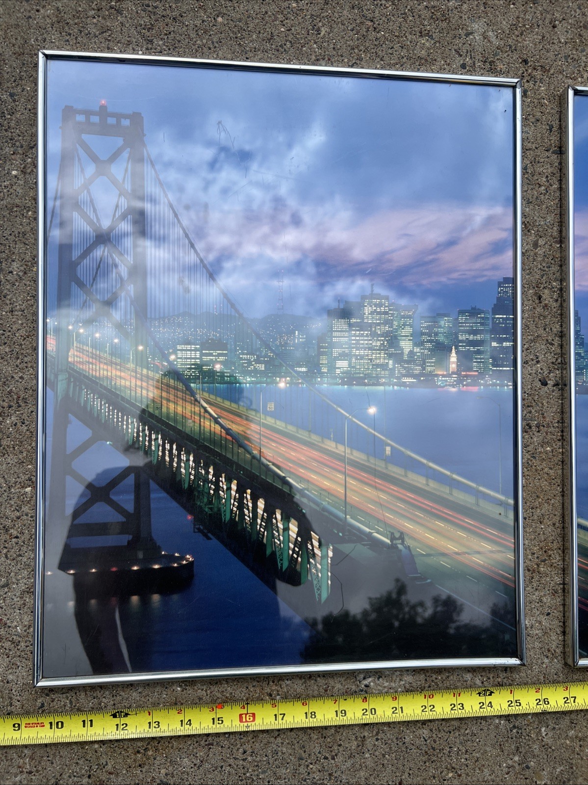 Vintage SAN FRANCISCO SKYLINE BAY BRIDGE 3 Piece Cityscape PHOTO ART Skyline