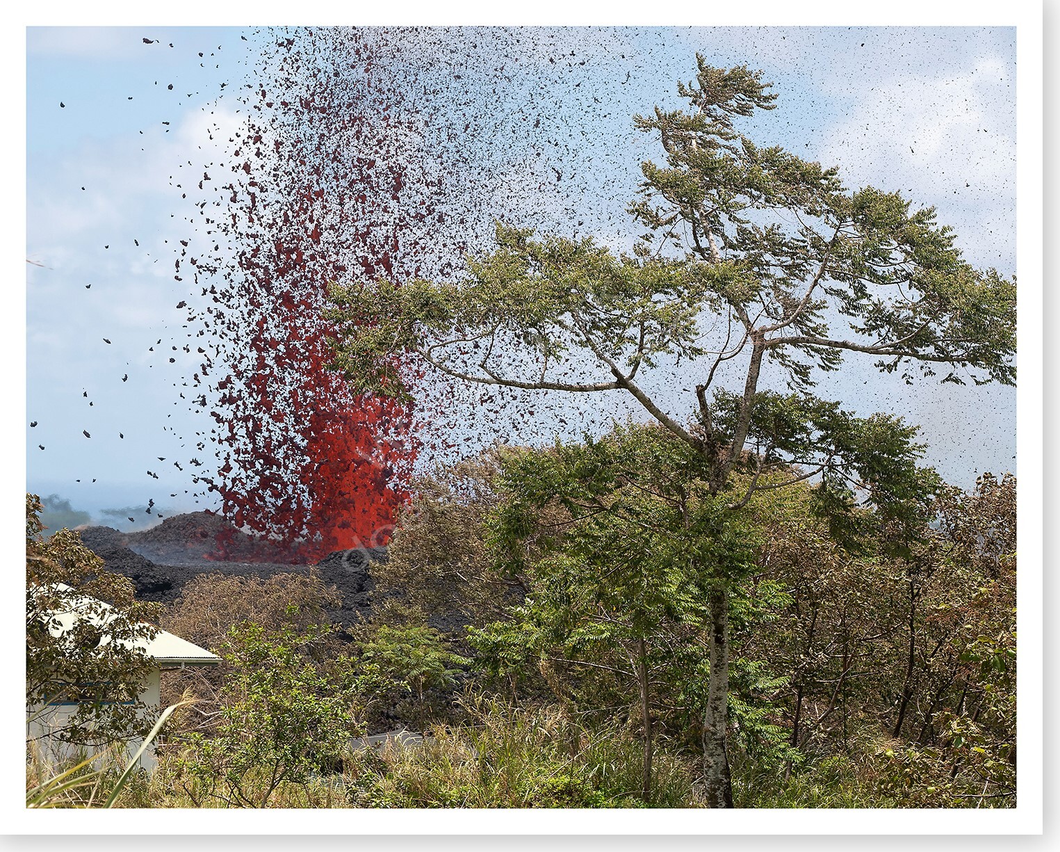 2018 Hawaii Fissure 17 Lava Fountain Kilauea Volcano Silver Halide Photo