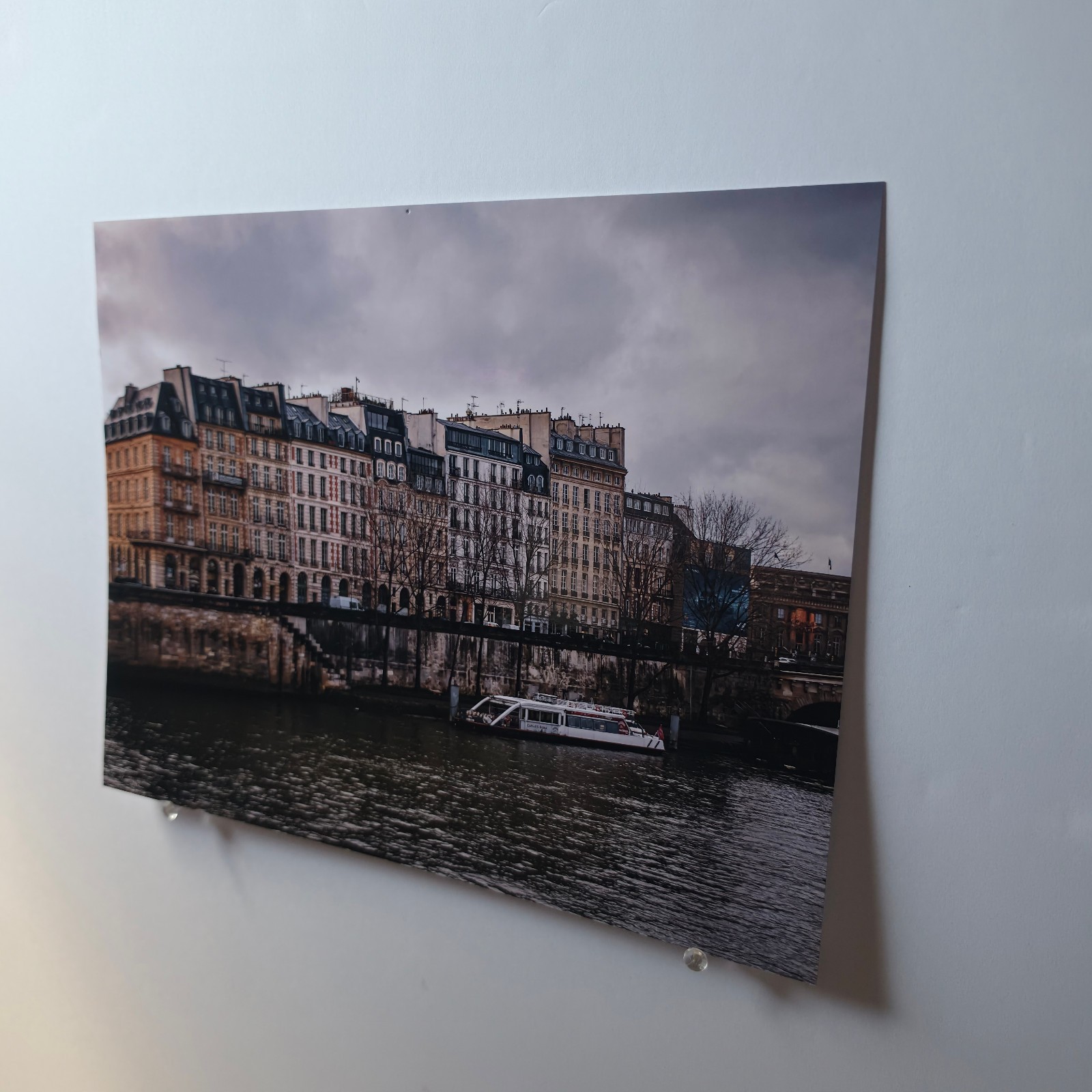 Paris Riverside Architecture Print European Cityscape Wall Art Historic Building