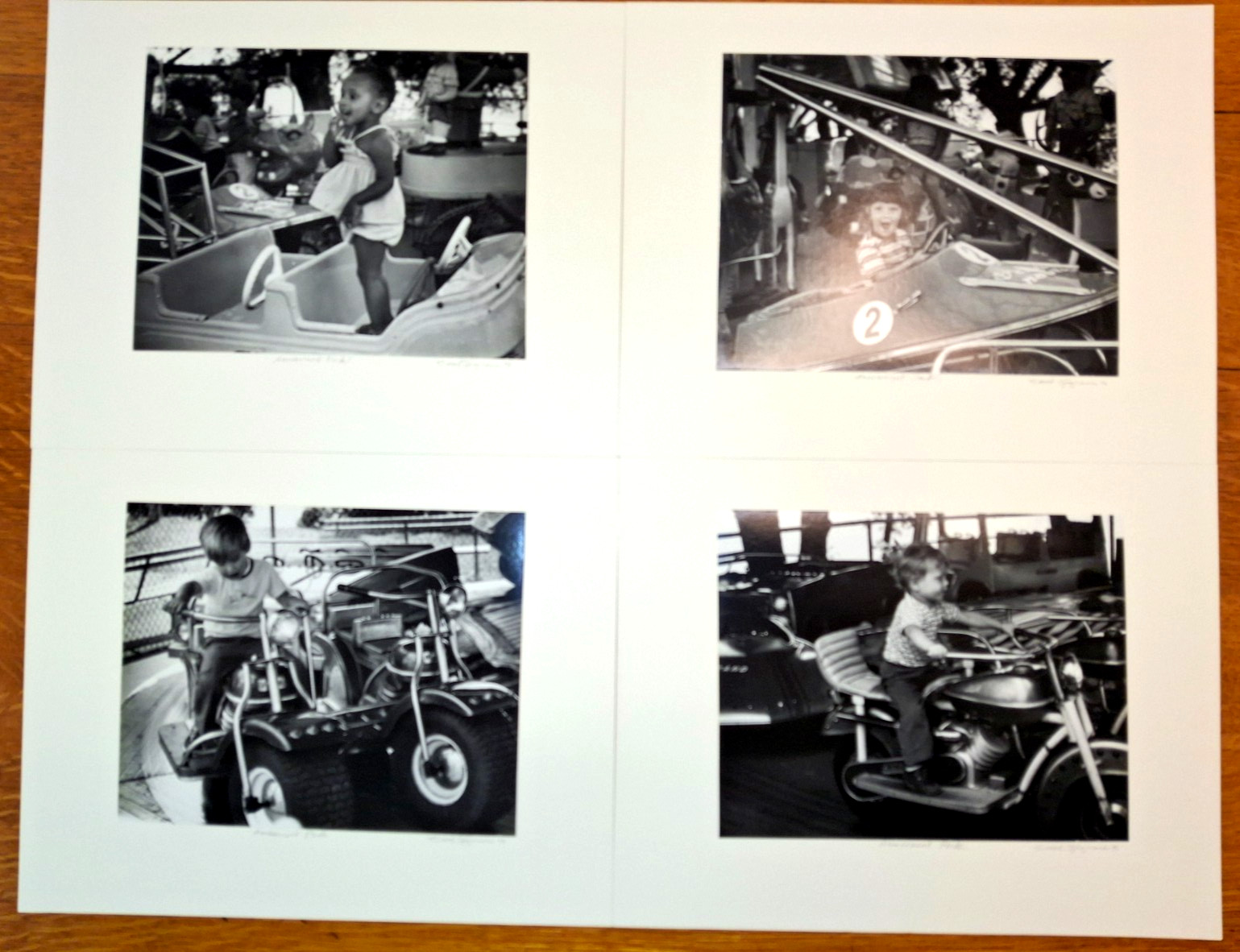 4 Gelatin Silver Photography Prints Amusement Park Vtg Signed 1978 OOAK 8×10 B+W