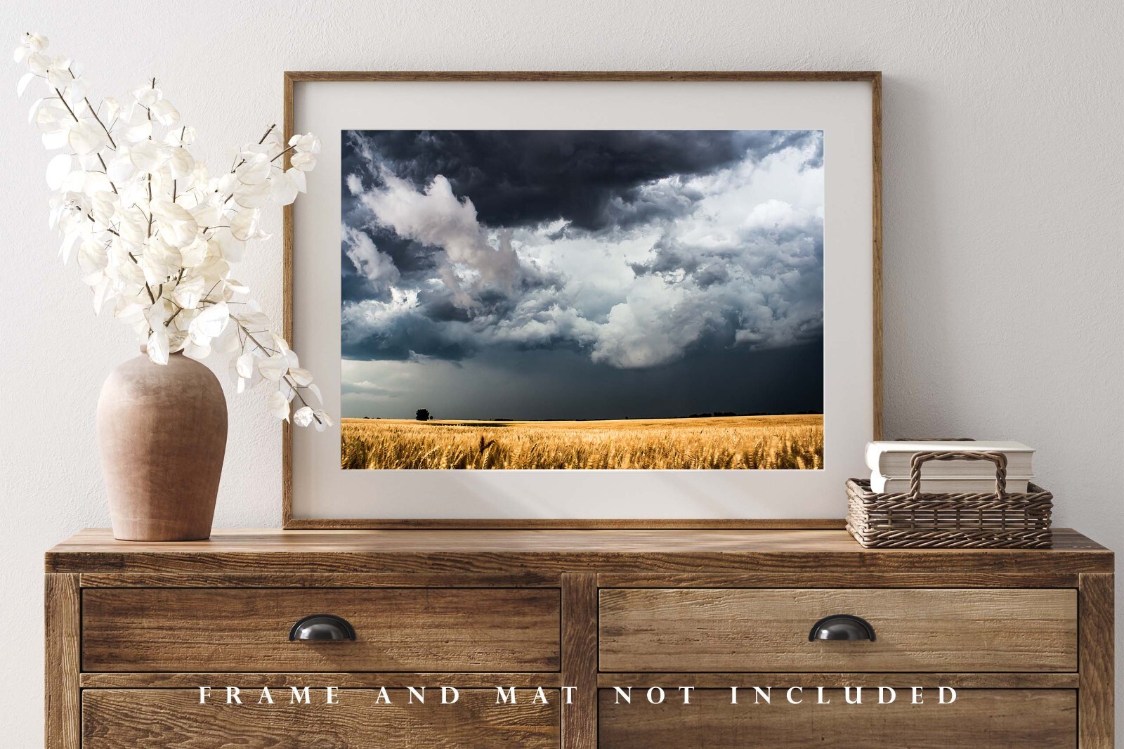 Country Photography Print – Picture of Storm Clouds Over Wheat Field in Kansas