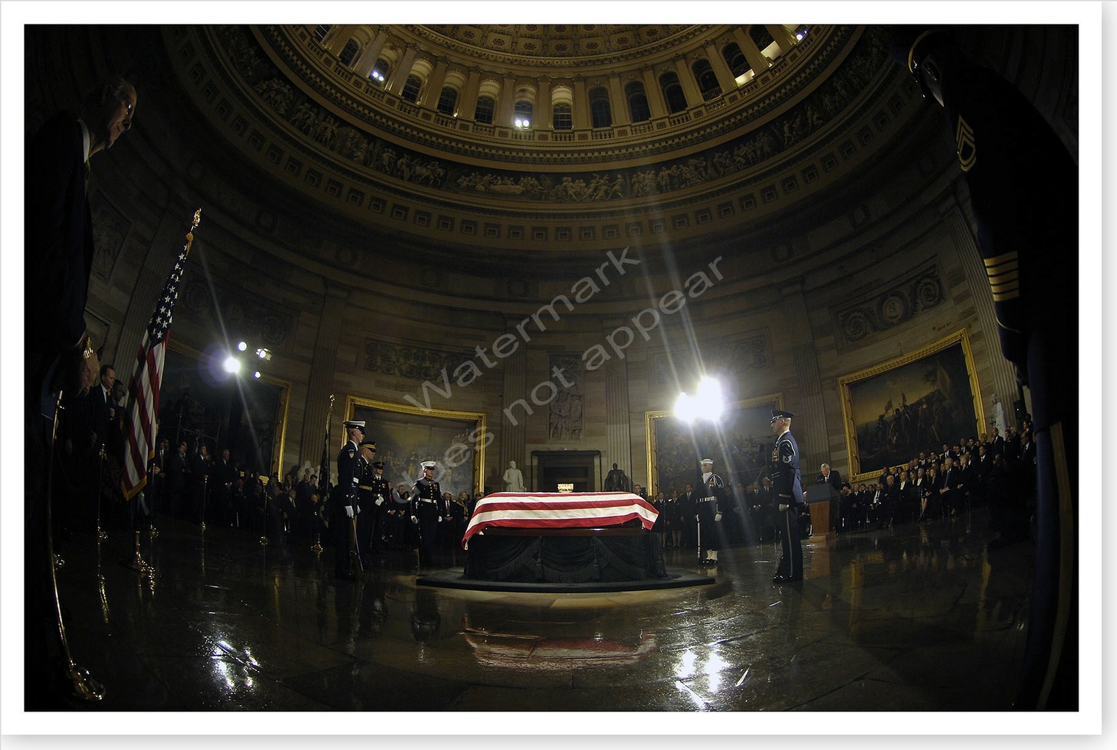 President Gerald Ford Funeral Lying In State Capitol Rotunda Silver Halide Photo
