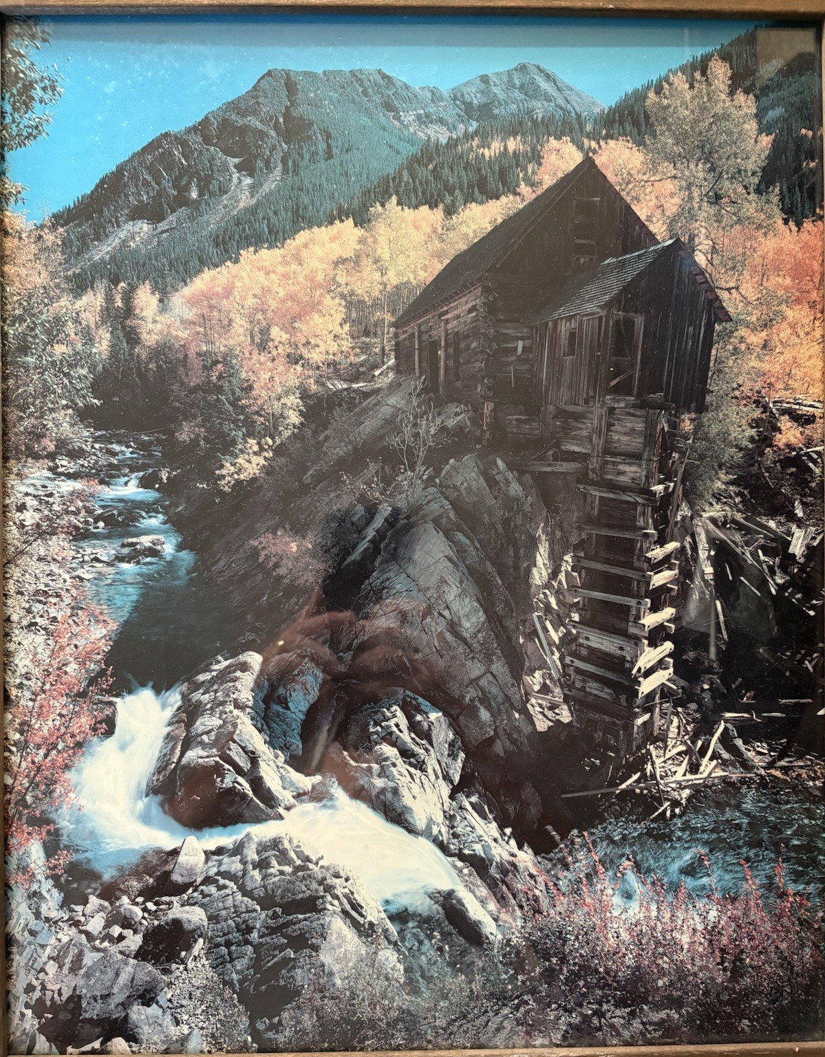 Vintage Crystal Mill Colorado Chromogenic Photograph Solid Wood Framed Large