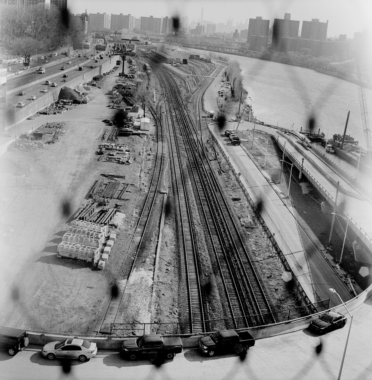 Highbridge, Tracks & Curved Road, The Bronx, NY, 8 x 8in Art Photo by Mel Gonz