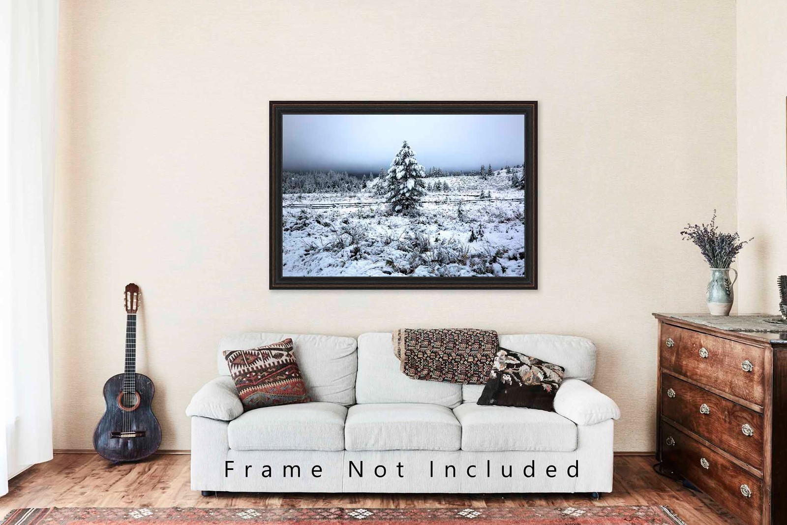 Snowy Pine Tree Photography Print: Wyoming Rocky Mountains Winter Forest Photo