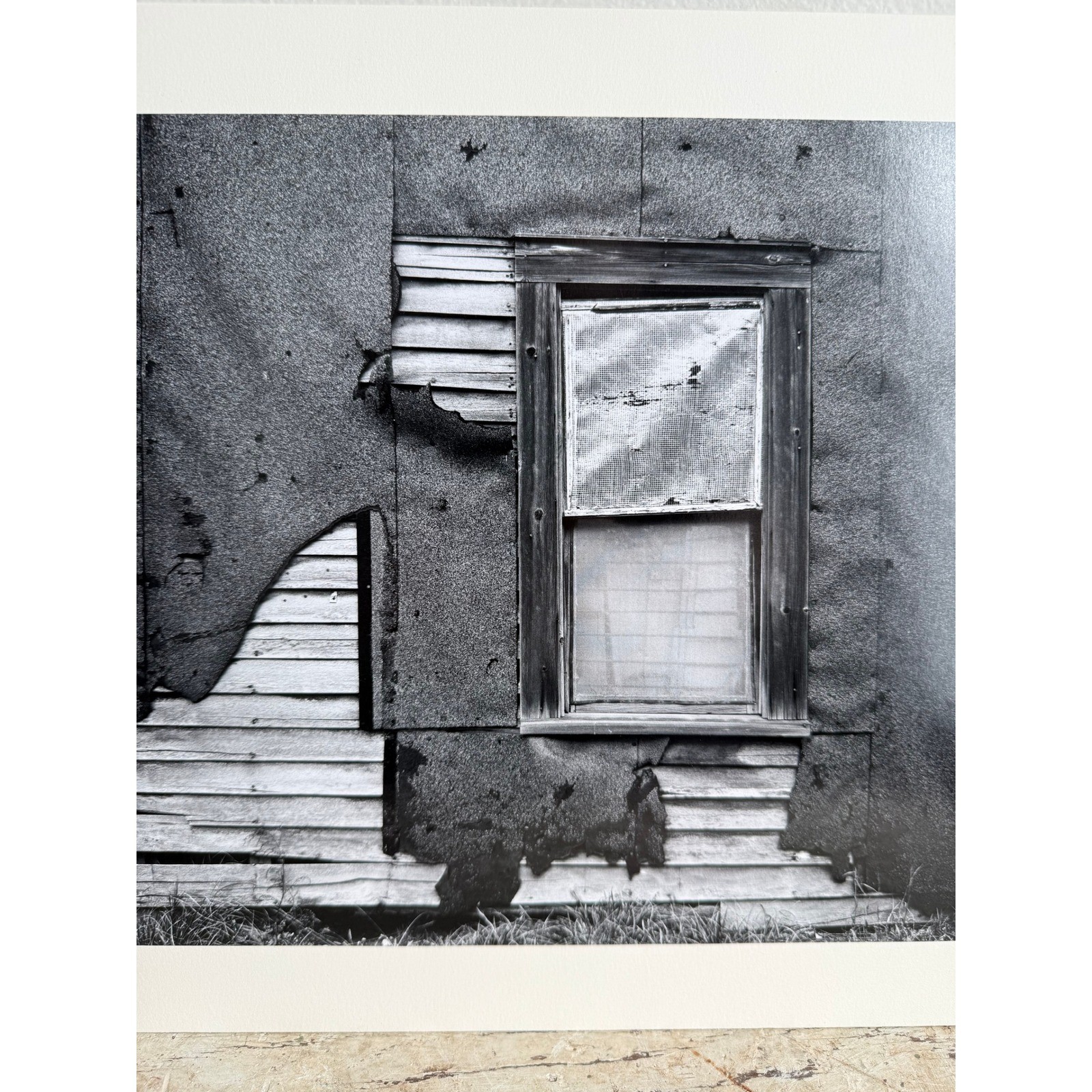 Vintage Black and White Photography Print Weathered Abandoned Building Art