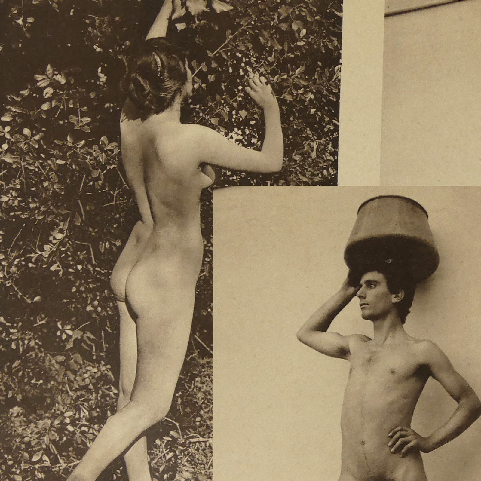 Man Woman Collotype Photo Plate 1905 Naked Couple Gay Interest Outdoor Pluschow