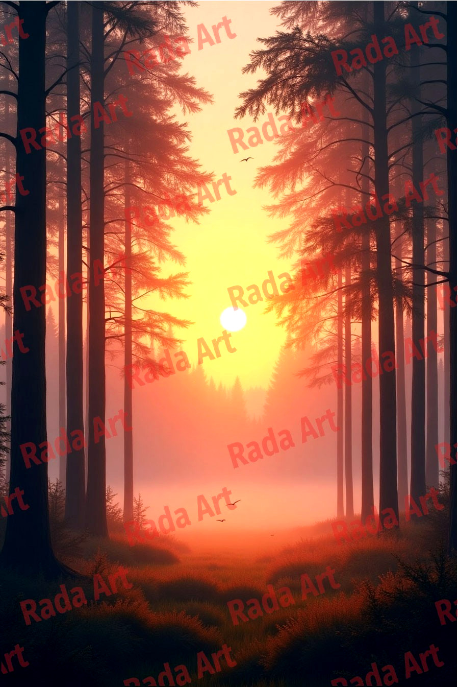 Digital Image for Print Mobile Wallpaper Background Desktop Dawn in the Forest