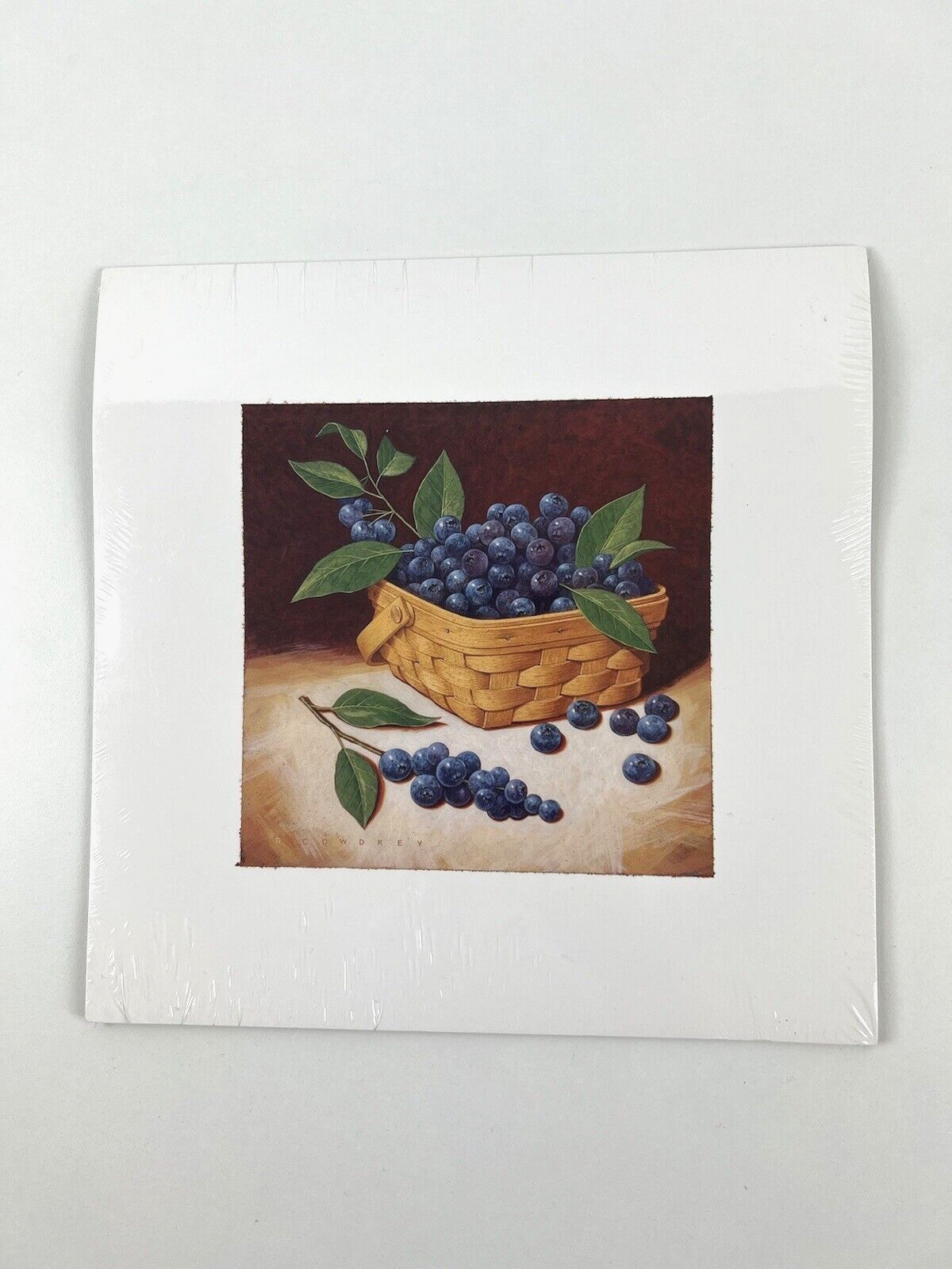 Fruit Basket Black Berries Photo Picture Painting Image Print VTG Ready to Frame