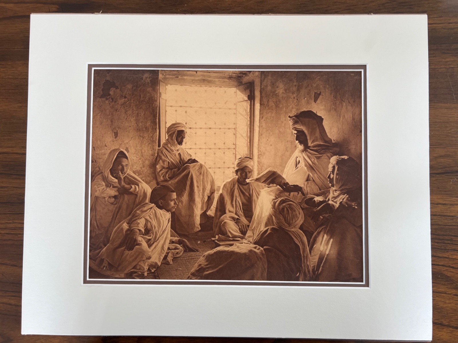 Lehnert and Landrock Antique Photo of Men Gathered Reading, Egypt