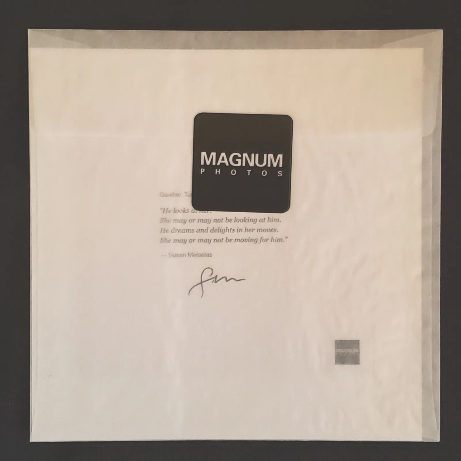 Susan Meiselas Magnum Square Print 6″x6″ “GAWKER…” New in Sealed Unopened Bag