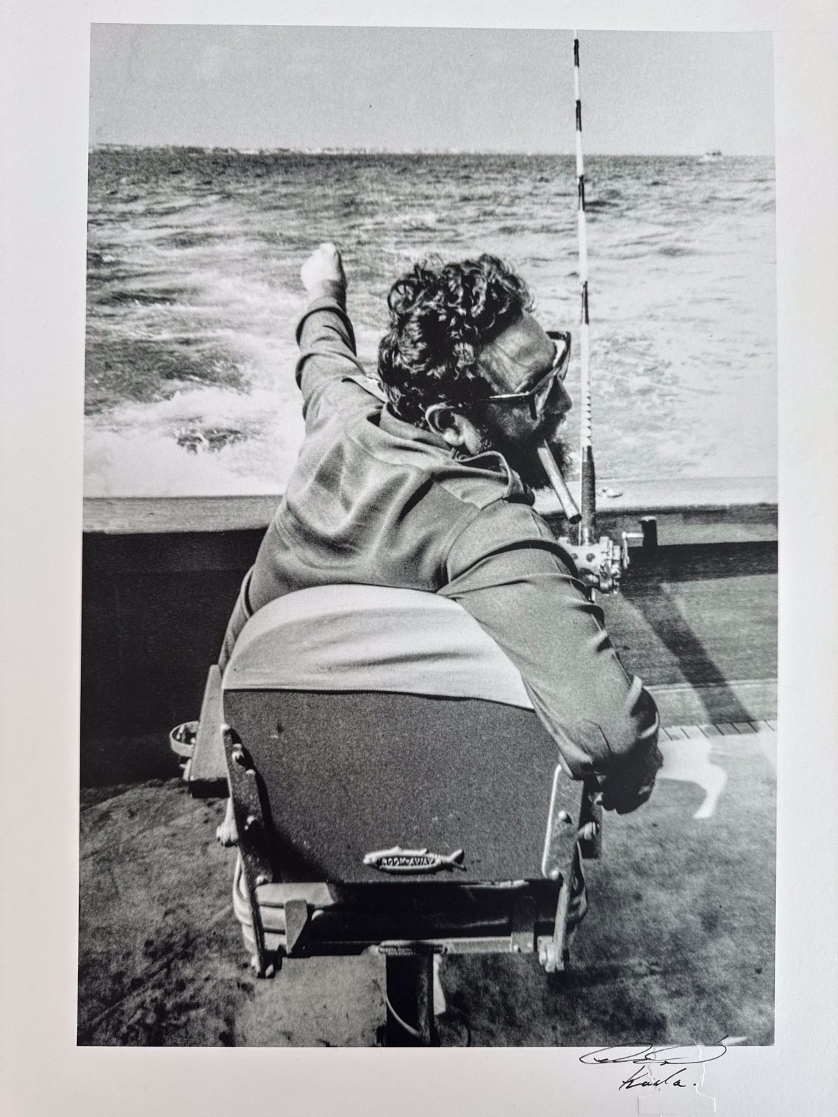 Fidel Castro Fishing – Photograph by Alberto Korda – Signed 12×16