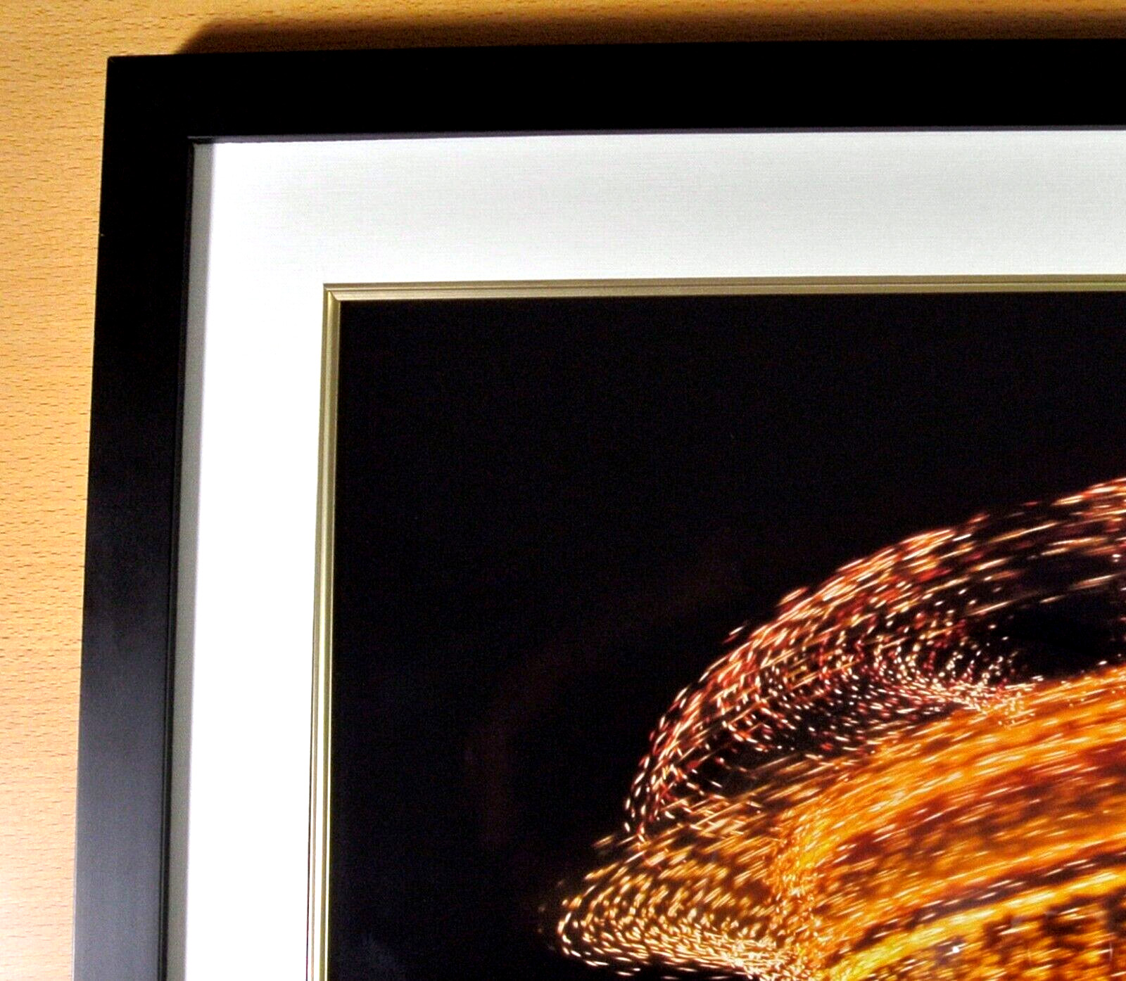 Art Print Photo Night Photography Custom Glass Frame Mat Carnival Ride 26″ x 22″