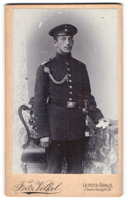 Photograph Fritz Völkel, Leipzig-Gohlis, Johann-Georgstrasse 22, soldier in Unif