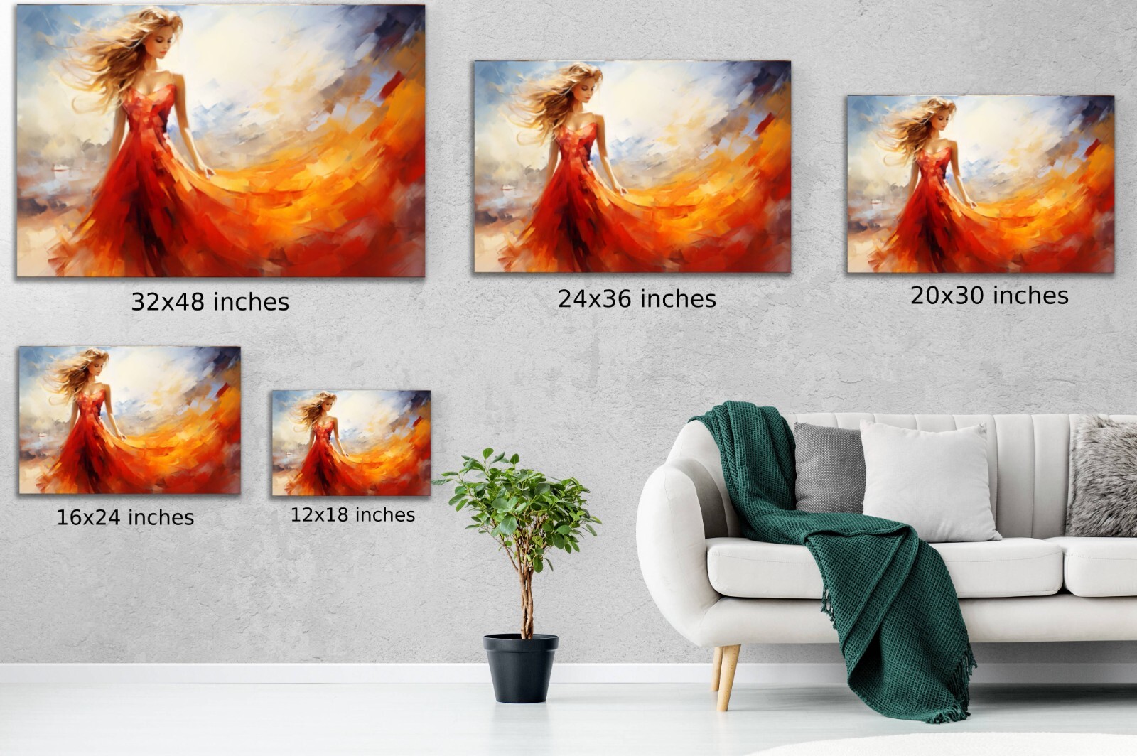Woman Painting, Abstract Colorful Rainbow Female Painting, Beautiful Modern Art