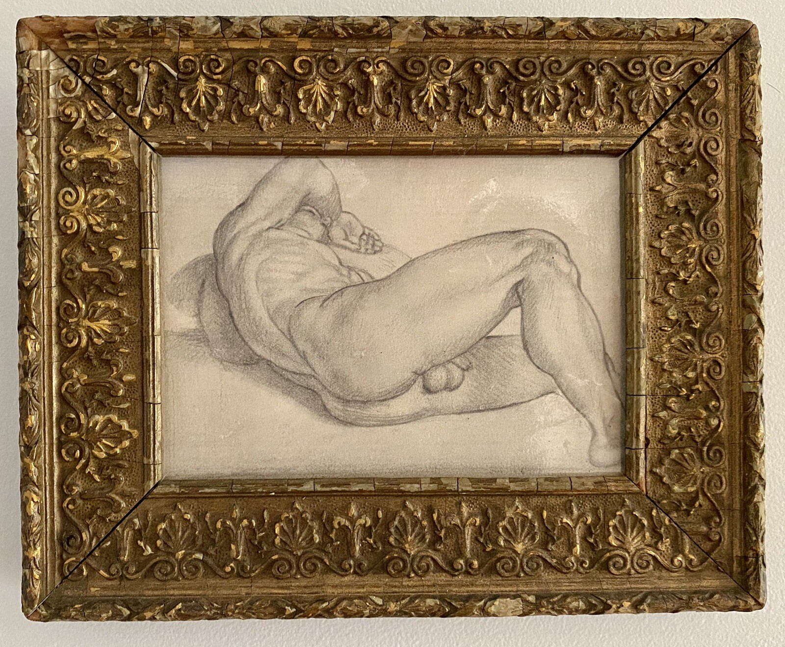Small old master style drawing after Bronzino male Nude gay erotic renaissance