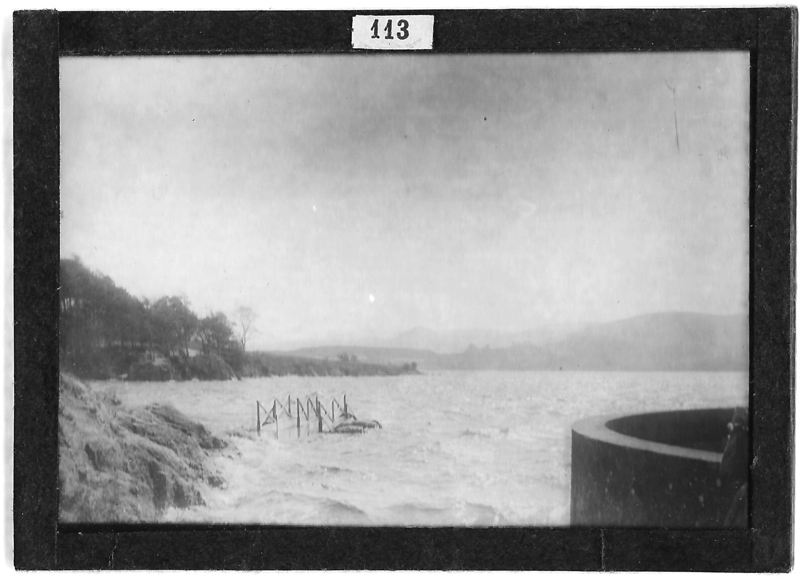 Old Black And White Photo Glass Plate 6X9 Cm Water Landscape France