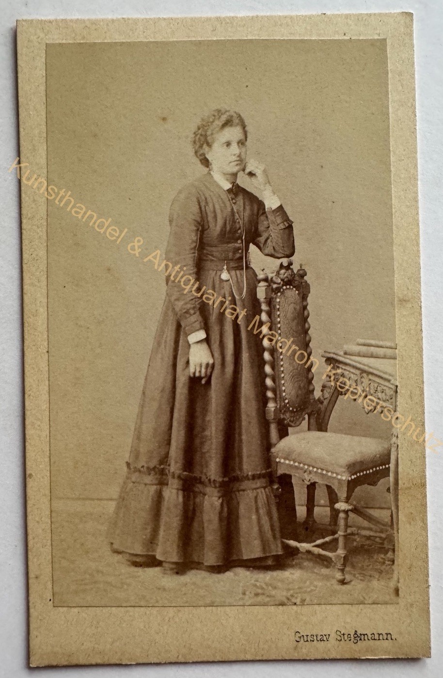 orig. CDV photo photograph woman lady picture old fashion around 1870 Stegmann Vienna