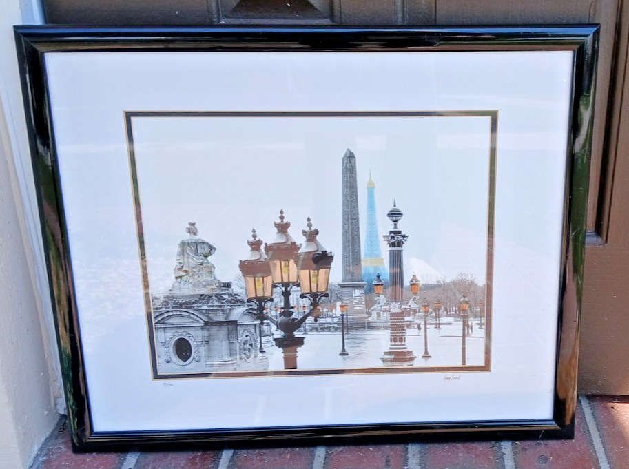 Garry Seidel Signed & Numbered Colorized Photograph Framed Paris Eiffel Tower