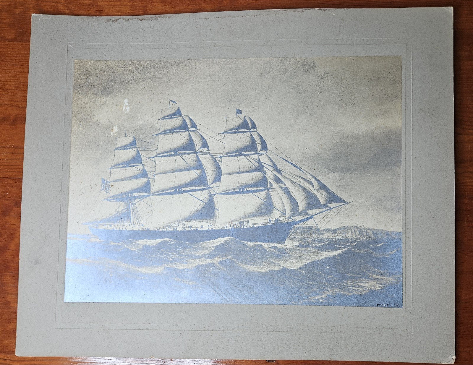 Antique 1880’s – 1920’s Martha Hale Harvey Orig. Platinum Photo Ship “Sumatra”
