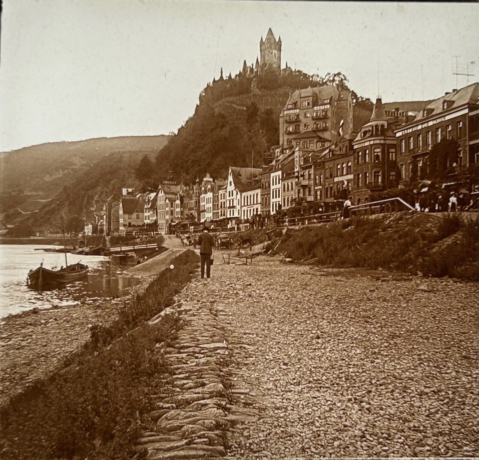Germany Castle Cochem c1900 Photo Plate De Verre Stereo Vintage §