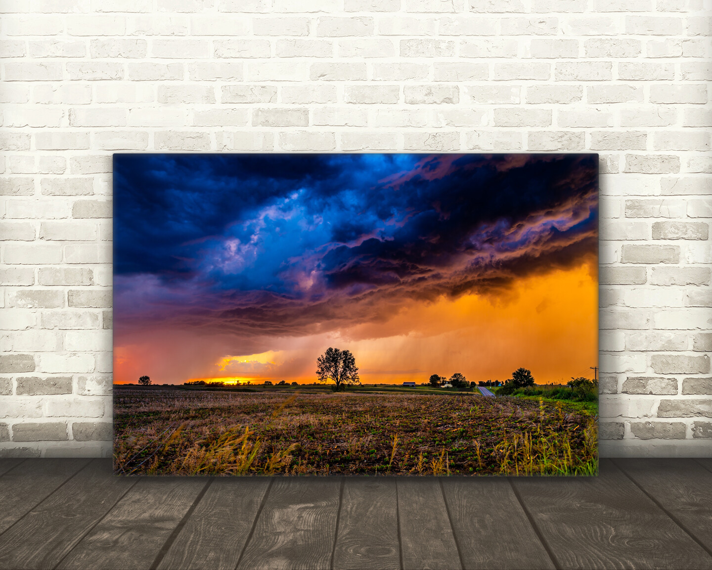 Storm photography print Iowa landscape wall art photo colorful sunset picture