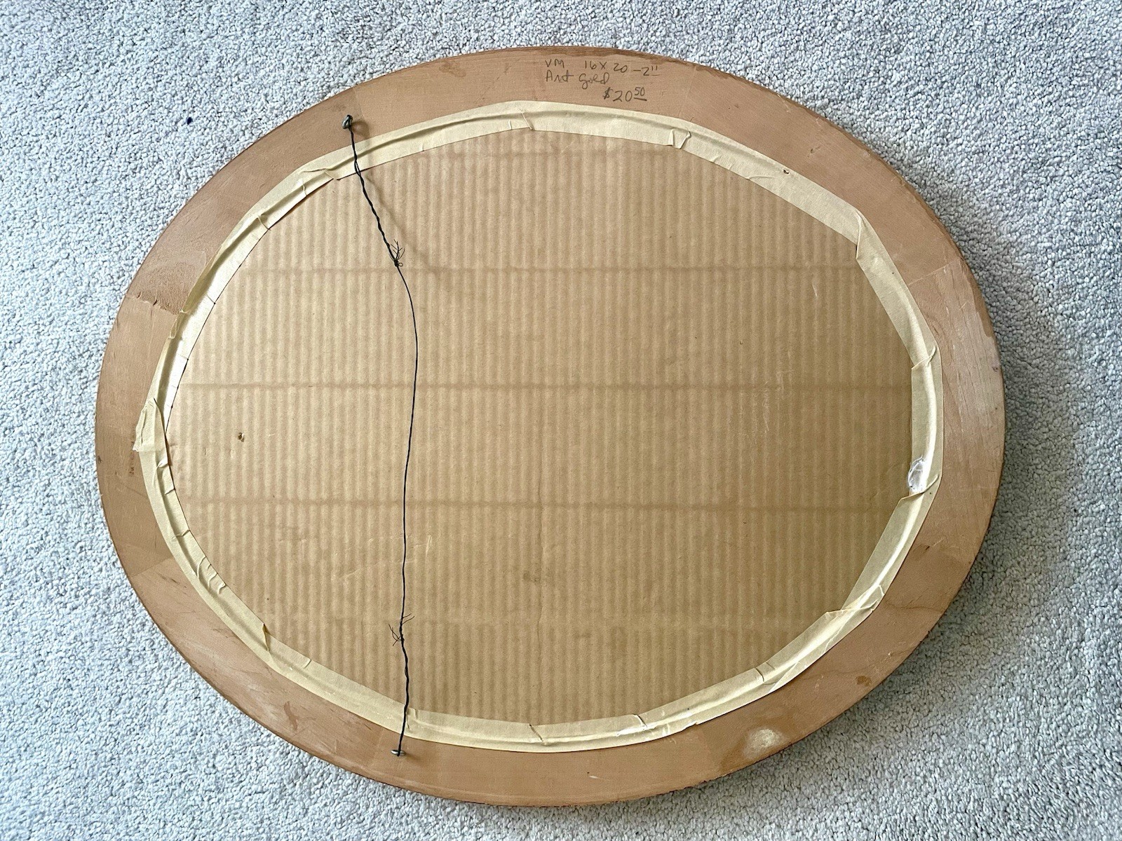 Vintage Large Oval Frame Couple In love Photo Portrait Glass Wood Gold Gilt 23×1