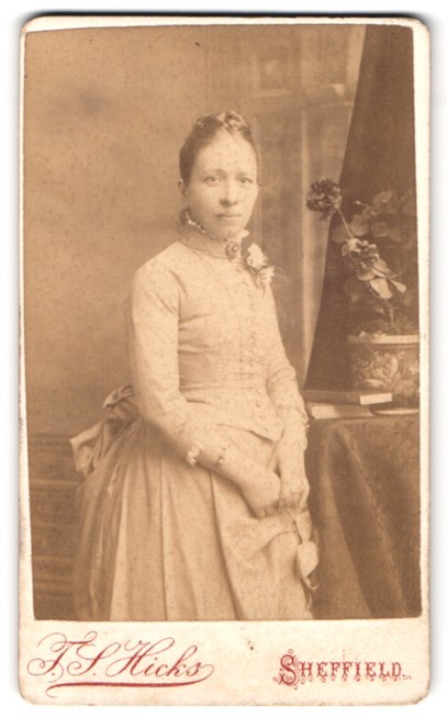 Photograph T. S. Hicks, Sheffield, Cemetery Road 141, Portrait Lady in White K