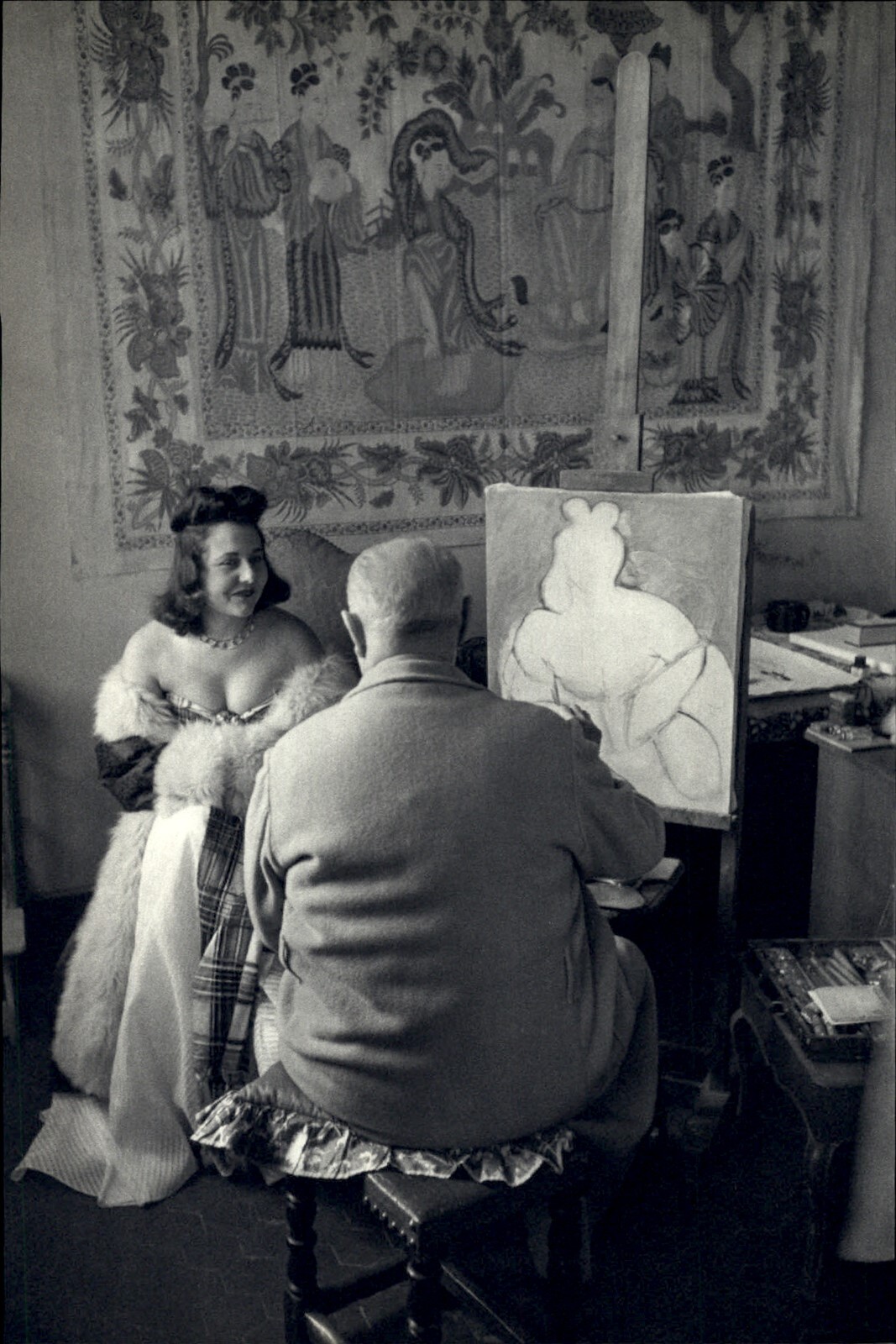 1952 Henri Cartier Bresson 1944 Matisse Sketching A Lady Art Photo
