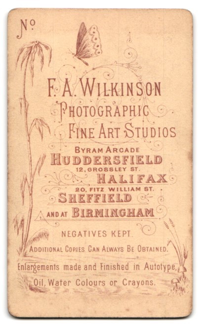 Photograph F.A. Wilkinson, Halifax, 20 Fitz William Street, Gentleman in Checkered A