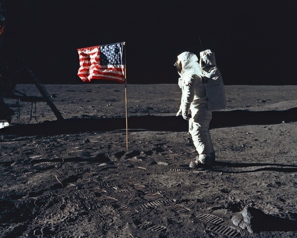 New NASA Photo: Astronaut Buzz Aldrin Plants American Flag on Moon – 6 Sizes!