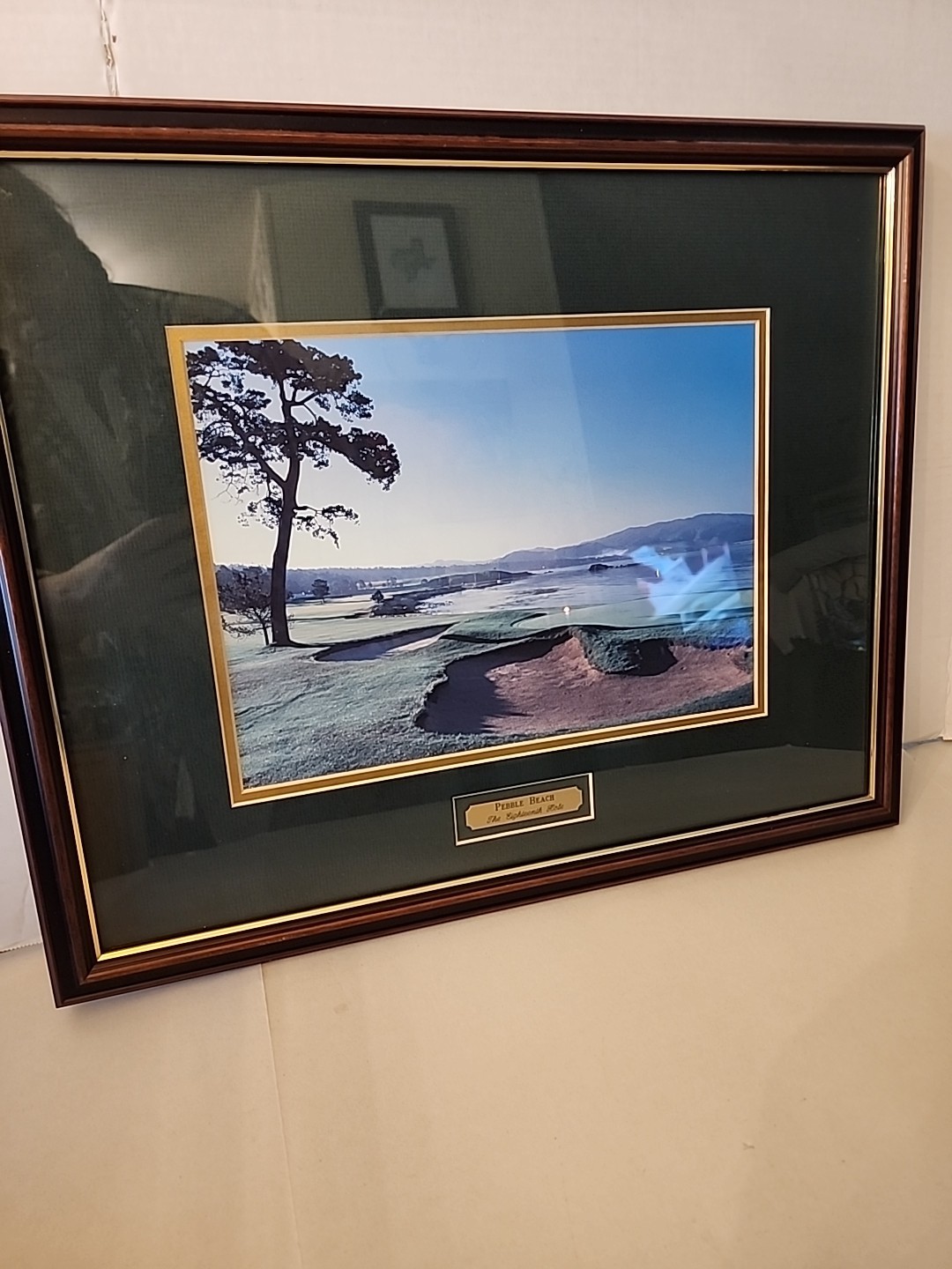 PEBBLE BEACH The Eighteenth Hole. Professionally Framed Picture. 17 & 1/2 X 22