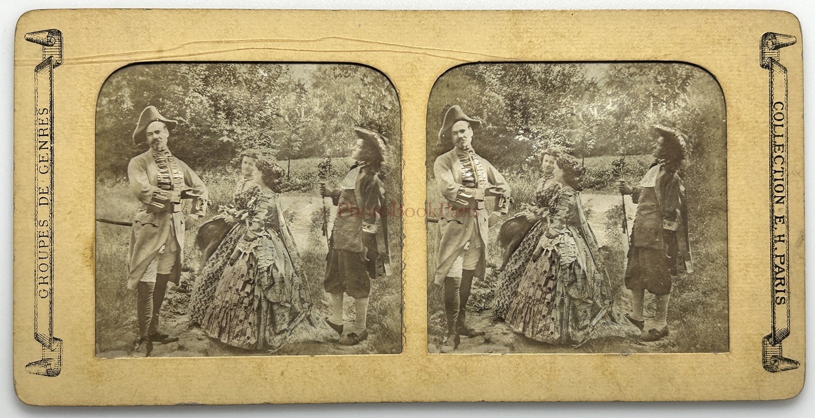 Genre Scene Costume Antique Gallantry C1870 Photo Stereo Diorama Vintage