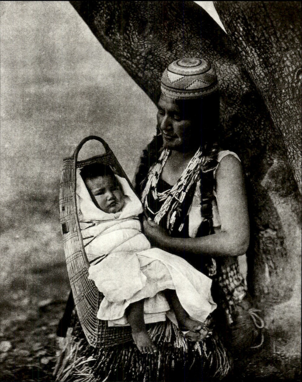 1972 Original Edward Curtis Hupa Mother & Child Art Photo Gravure