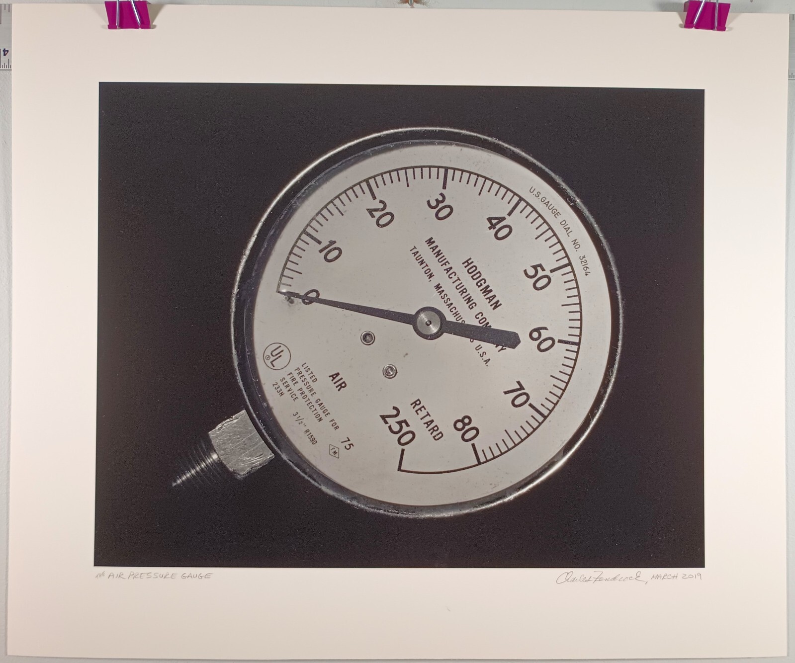 Large Format Unframed B W Photograph The Air Pressure Gauge by Charles Fendrock