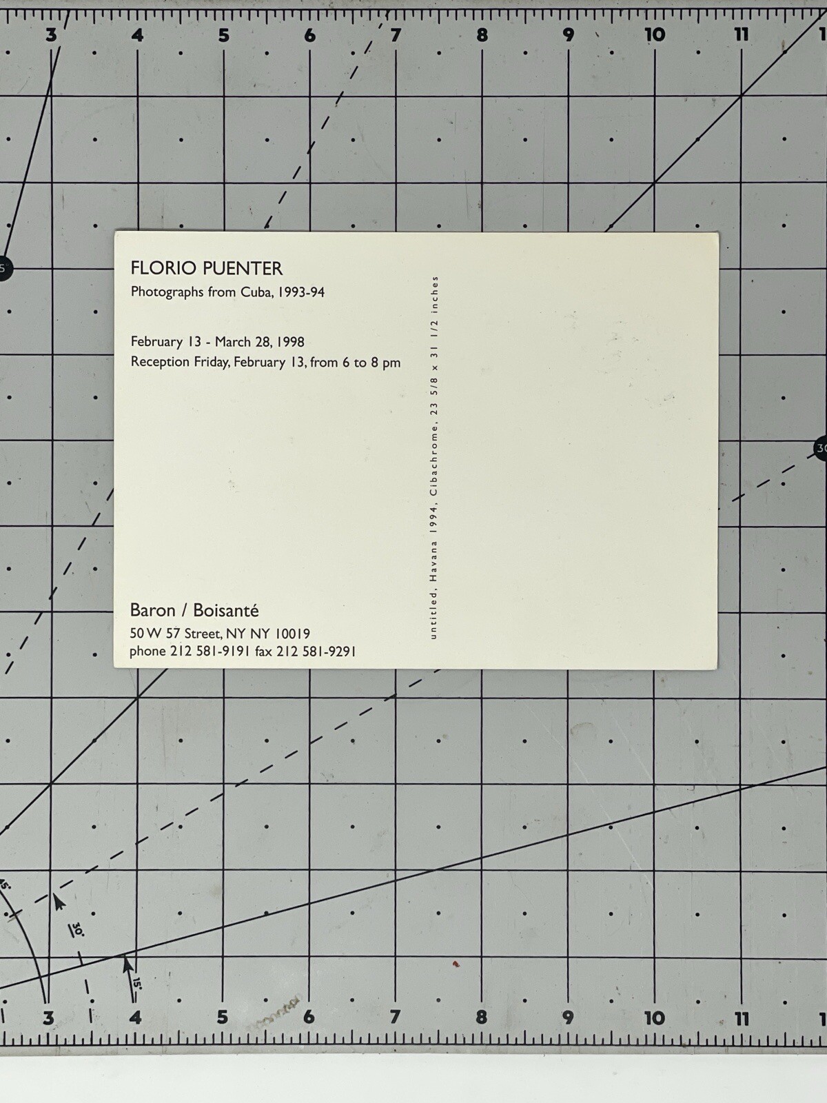 Florio Puenter (b. 1964) Art Show Announcement Card 1998 – Photographs From Cuba