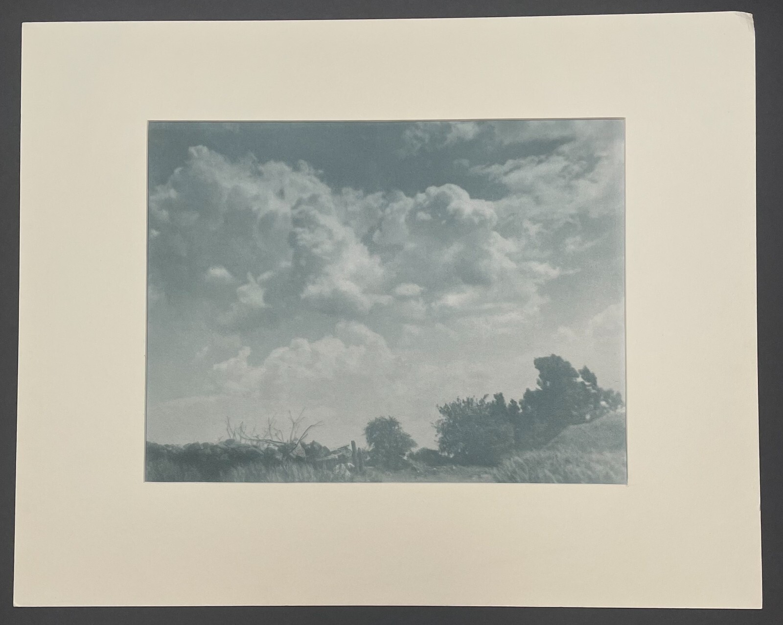 c1930 HERMAN LYTHGOE “Above the Hilltop’ Arts & Crafts CLOUDS Bromoil PHOTOGRAPH