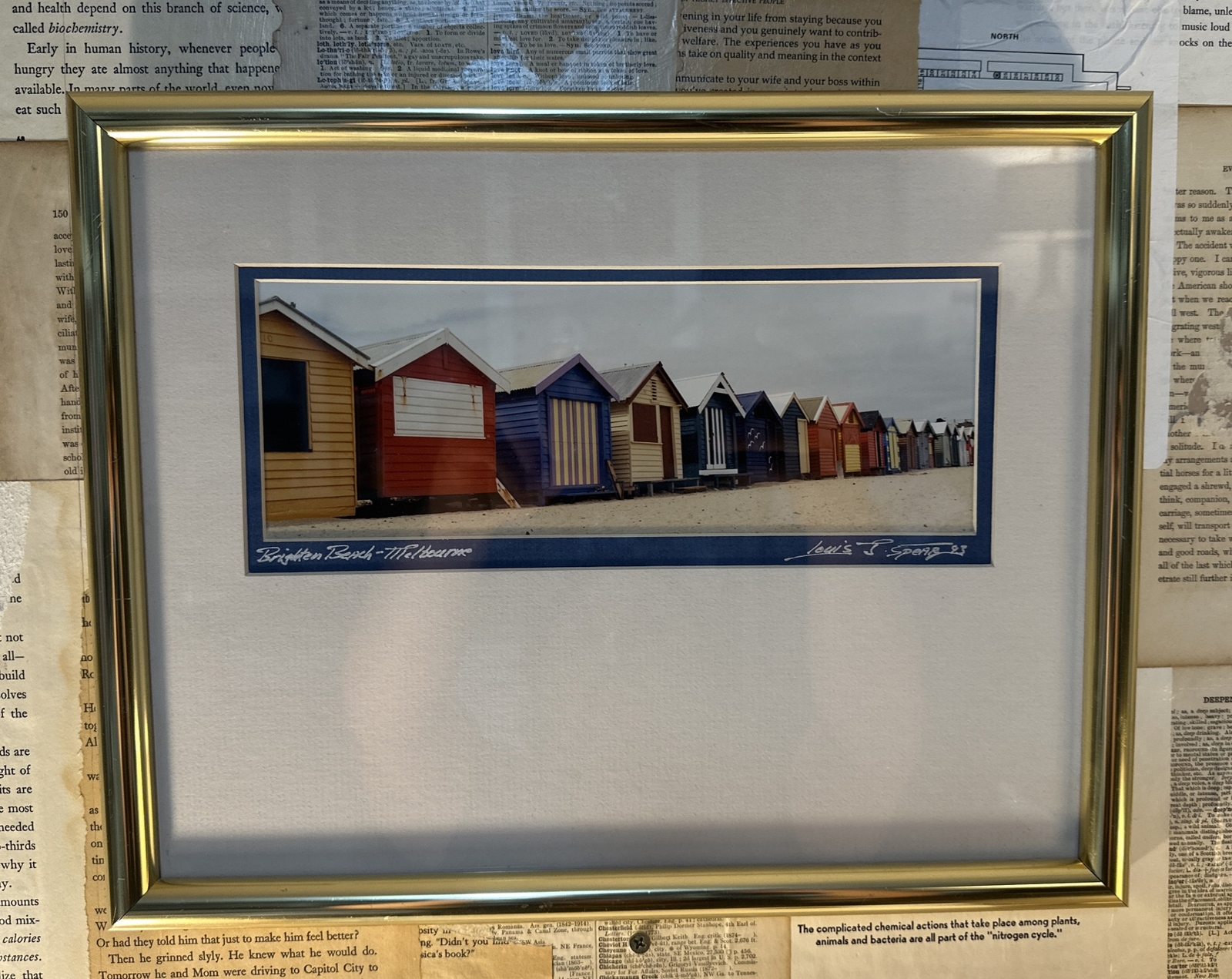 Louis J Spear Signed Photograph Brighten Beach Melbourne 1993 Framed Matted