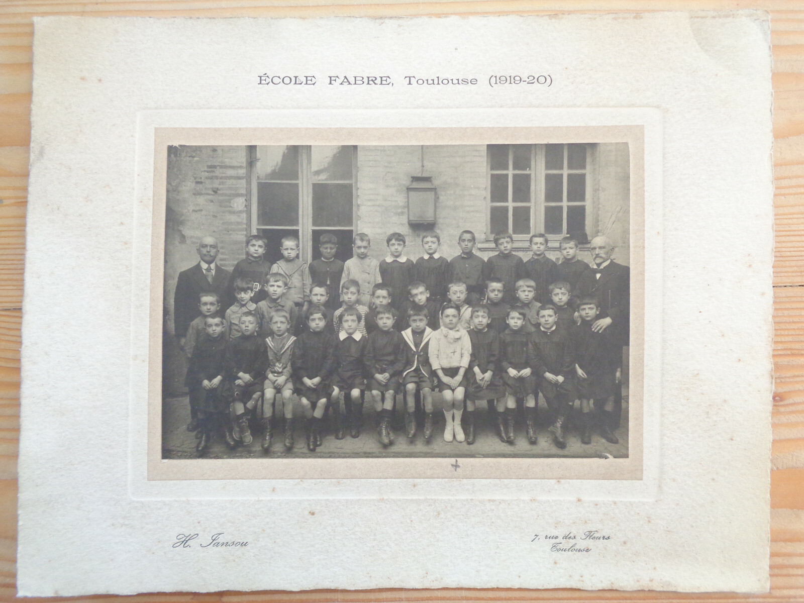 Vintage School Photo Children Class School Fabre Toulouse 1919