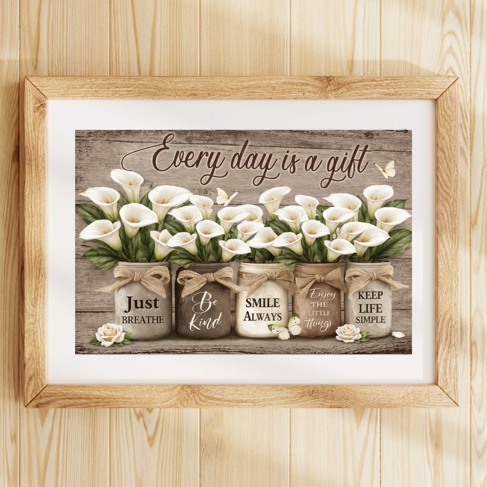 Rustic Calla Lily Wall Art Printable Farmhouse Quote Jar Minimalist Decor Gift